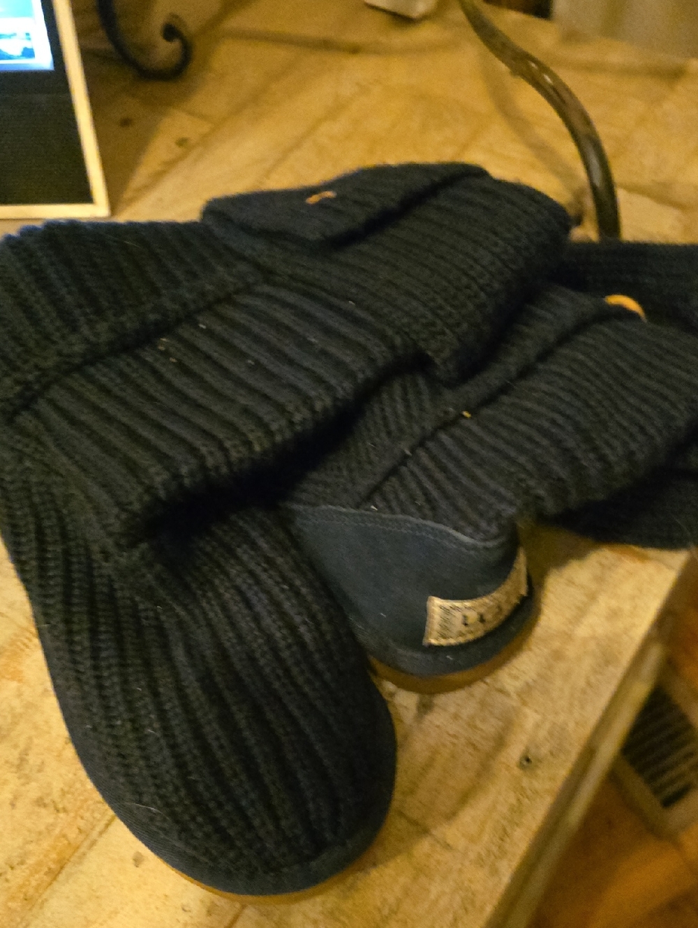 UGG Navy Knit Slip-On Boots